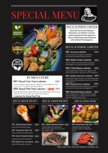 PJ Tavern Special Menu – Royal Thai Seafood Restaurant in Pattaya