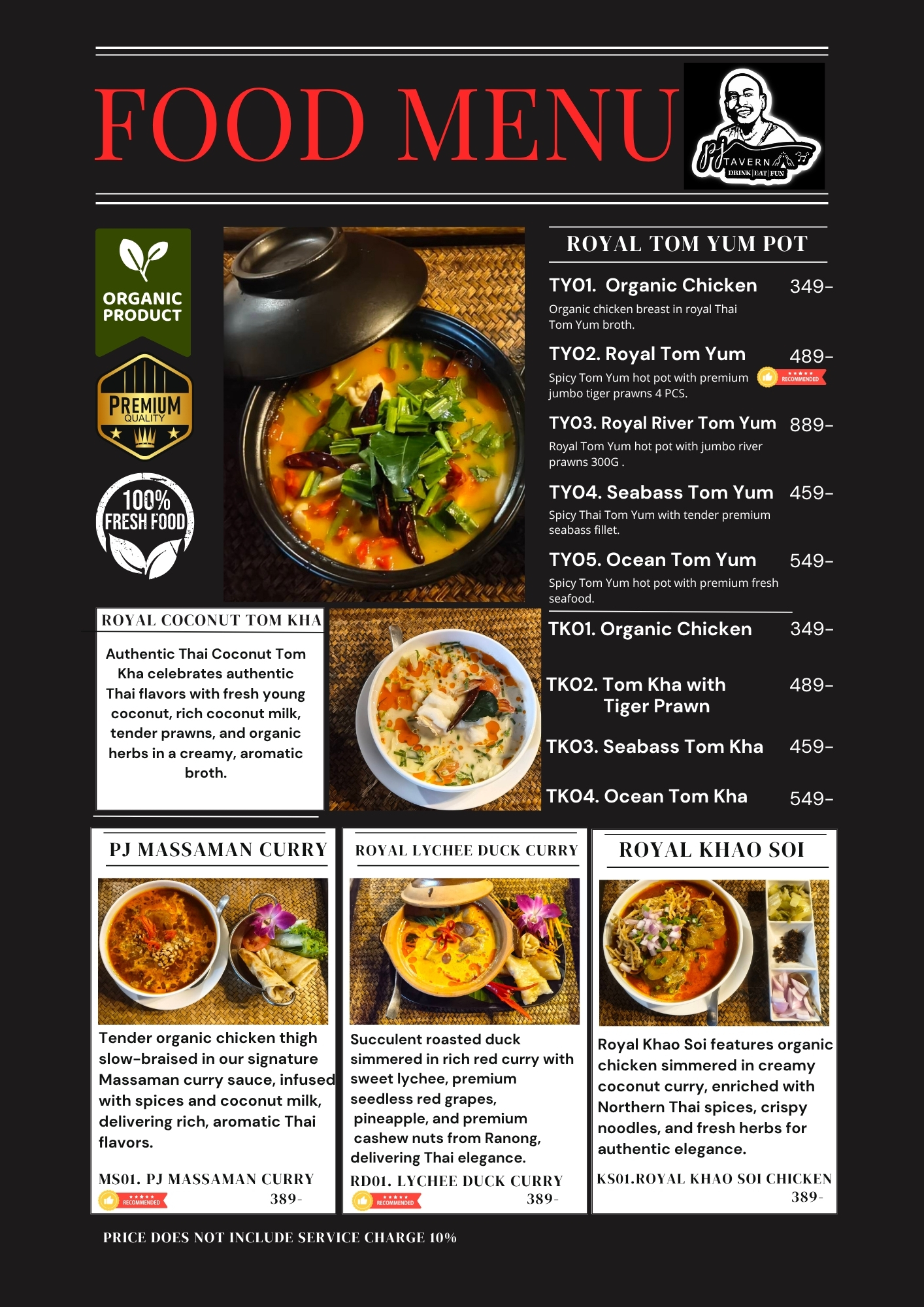 Authentic Thai Soups and Curries at PJ Tavern Pattaya – Traditional Thai flavors crafted with organic herbs and local ingredients.