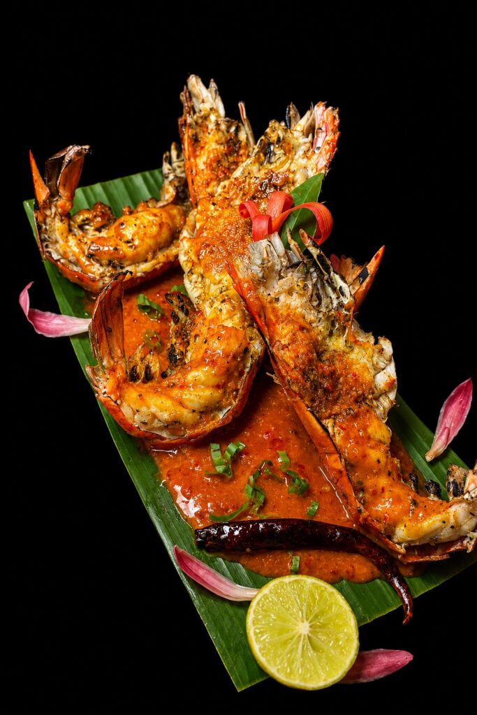 Grilled River Prawn with Tom Yum Sauce at PJ Tavern Pattaya Thai seafood restaurant