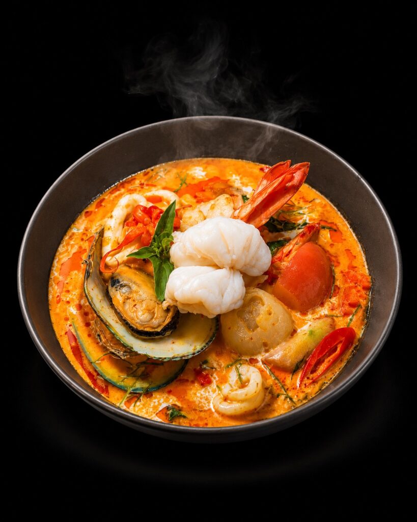 Premium Thai Seafood Curry with Andaman Tiger Prawns at PJ Tavern Pattaya